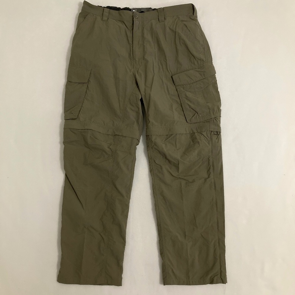 REI Sahara Convertible Pants Mens L Nylon Cargo Elastic Waist Hiking Gorpcore - Picture 1 of 9